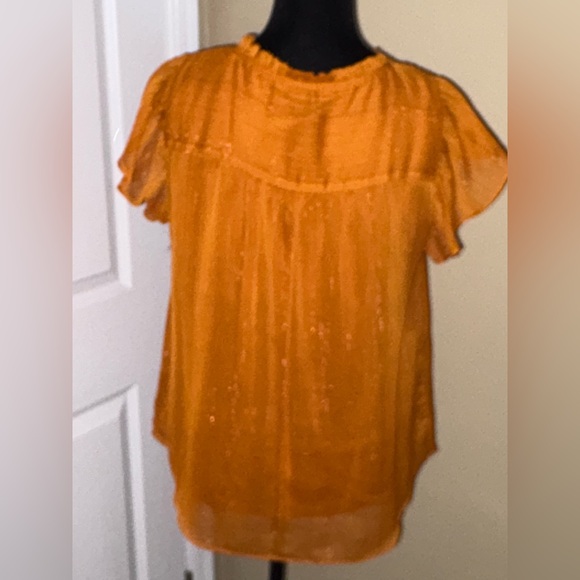 LC Lauren Conrad Orange Blouse with V-Neck - Picture 2 of 4